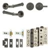 Complete Classic Door Handle Pack - Heavy Duty Tubular Bathroom (Plain Thumb Turn) - Black Nickel - 76mm / 3-inch Hinges - JE-A31B2-BN