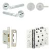 Complete Venice Door Handle Pack - Bathroom Lock (Plain Thumb Turn) - Polished Chrome - 65mm / 4-inch Hinges - JE-F5A2-PC