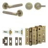 Complete Bari Door Handle Pack - Heavy Duty Tubular Bathroom (Knurled Thumb Turn) - Antique Brass - 76mm / 3-inch Hinges - JE-D31B1-AB