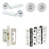 Complete Hex Door Handle Pack - Bathroom Lock (Standard Thumb Turn) - Polished Chrome - 65mm / 3-inch Hinges - JE-C5B3-PC