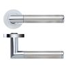Zoo Hardware Luna lever on round rose - Polished Chrome / Satin Stainless