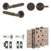 Complete Bloom Door Handle Pack - Heavy Duty Tubular Bathroom (Plain Thumb Turn) - Dark Bronze - 102mm / 4-inch Hinges - JE-B32A2-DB