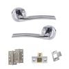 STATUS Indiana Door Handle Pack (Latch Set - 2.5" CE Latch, 4" Slim Knuckle Hinges x2) - Satin Chrome/Polished Chrome