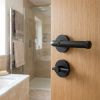 Complete Midtown Door Handle Pack - Bathroom Lock (Plain Thumb Turn) - Matt Black - 76mm / 4-inch Hinges - JE-G6A2-MB