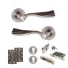 Old English Richmond Door Handle Pack (Euro Lock Set - 2.5" CE Sashlock, 4" Slim Knuckle Hinges x2) - Matt Gun Metal