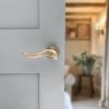 Old English Oxford Lever Door Handle on Round Rose - Matt Antique Brass (Pair)