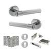 Senza Pari Fasana Door Handle Pack (Euro Lock Set - 2.5" CE Sashlock, 3" Fire Rated Hinges x3) - Polished Chrome