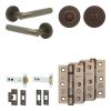 Complete Bari Door Handle Pack - Heavy Duty Tubular Bathroom (Standard Thumb Turn) - Dark Bronze - 102mm / 3-inch Hinges - JE-D32B3-DB