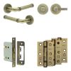 Complete Midtown Door Handle Pack - Bathroom - Antique Brass - By Frelan Hardware - JE-G6B1-AB