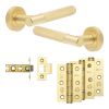 Complete Bari Door Handle Pack - Internal Doors - Satin Brass - 64mm / 3-inch Hinges - JE-D1B-SB