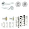 Complete Hex Door Handle Pack - Heavy Duty Tubular Bathroom (Standard Thumb Turn) - Polished Chrome - 64mm / 3-inch Hinges - JE-C30B3-PC
