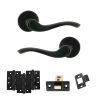 Old English Warwick Door Handle Pack (Latch Set - 3" CE Latch, 4" Fire Rated Hinges x3) - Matt Black