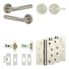 Complete Bari Door Handle Pack - Heavy Duty Tubular Bathroom (Plain Thumb Turn) - Satin Nickel - 76mm / 4-inch Hinges - JE-D31A2-SN