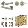 Complete Hex Door Handle Pack - Heavy Duty Tubular Bathroom (Plain Thumb Turn) - Antique Brass - 76mm / 4-inch Hinges - JE-C31A2-AB