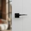 Forme Foglia Lever Door Handle on Minimal Square Rose - Matt Black (Pair)