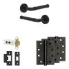 Complete Midtown Door Handle Pack - Heavy Duty Latch - Matt Black - 76mm / 4-inch Hinges - JE-G21A-MB