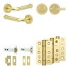 Complete Classic Door Handle Pack - Heavy Duty Tubular Bathroom (Plain Thumb Turn) - Satin Brass - 102mm / 3-inch Hinges - JE-A32B2-SB