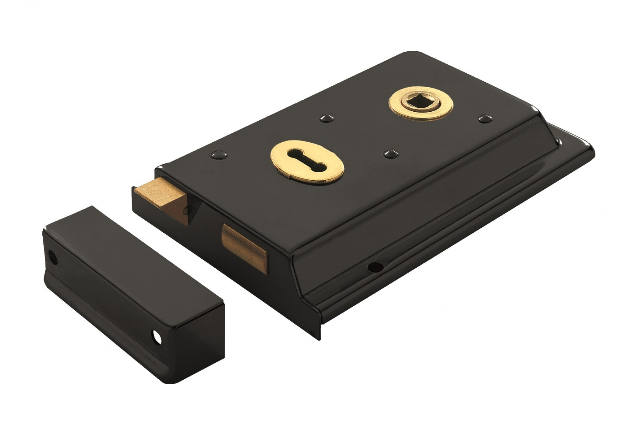 Deadloc Vs Rim Lock Eurospec Traditional Rim Deadlock - Black Japanned | Ironmongery For You