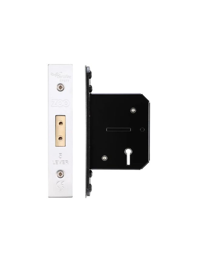 Zoo Hardware 5 Lever Dead Lock - 64mm C/W PVD Forend and Strike - Satin Stainless