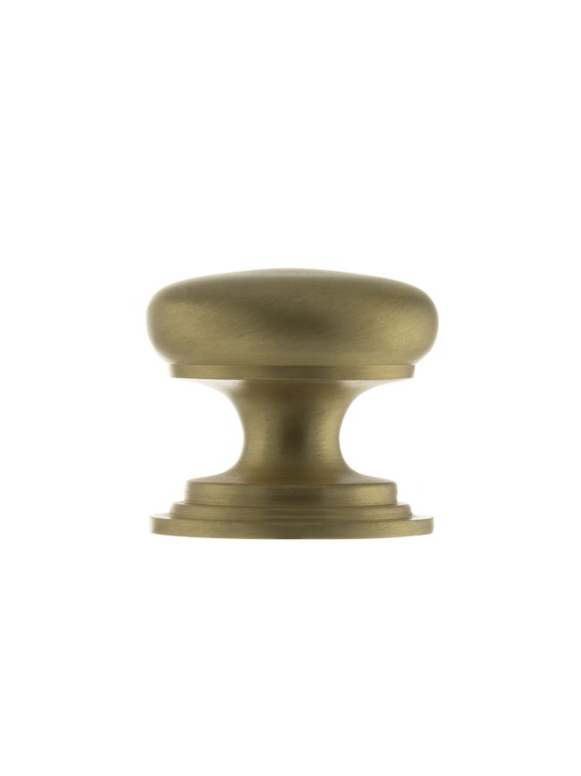 Old English Lincoln Solid Brass Victorian Knob 38mm on Concealed Fix - Satin Brass