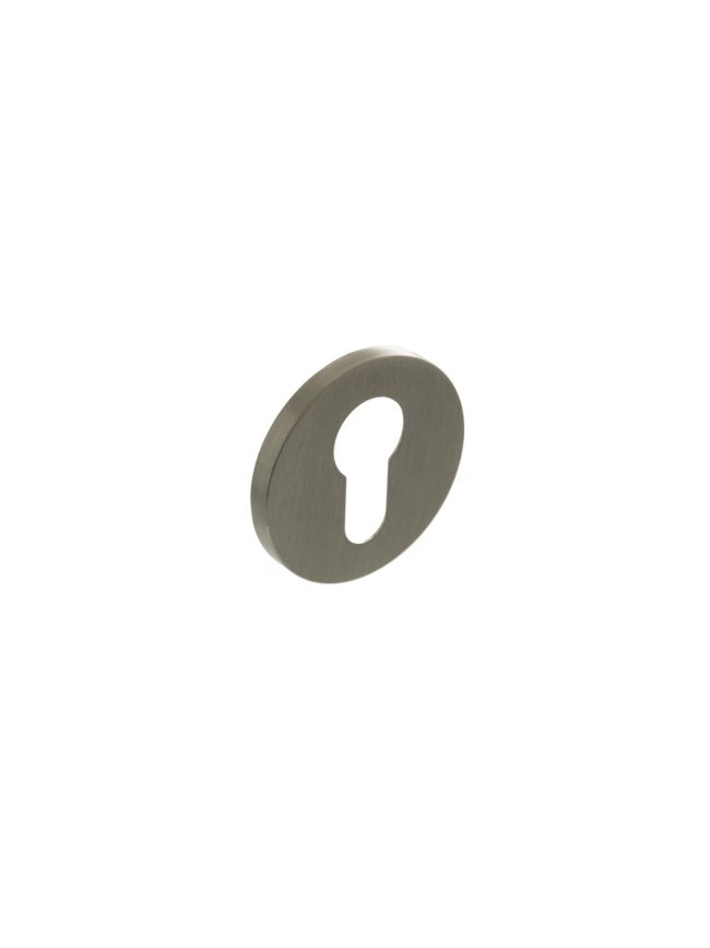 Millhouse Brass Euro Escutcheons on 5mm Slimline Round Rose - Satin Nickel (Pair)