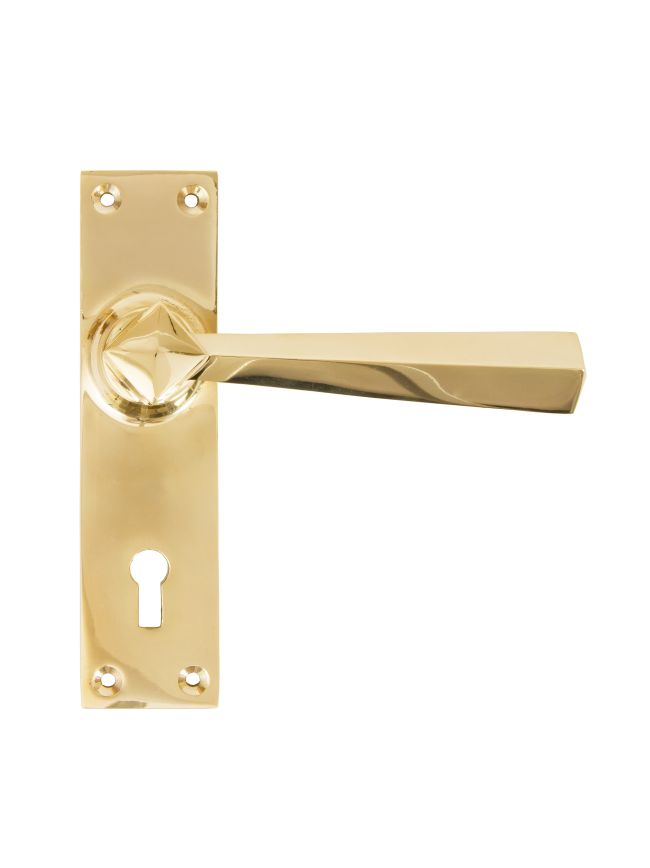 Polished Brass Straight Lever Lock Set