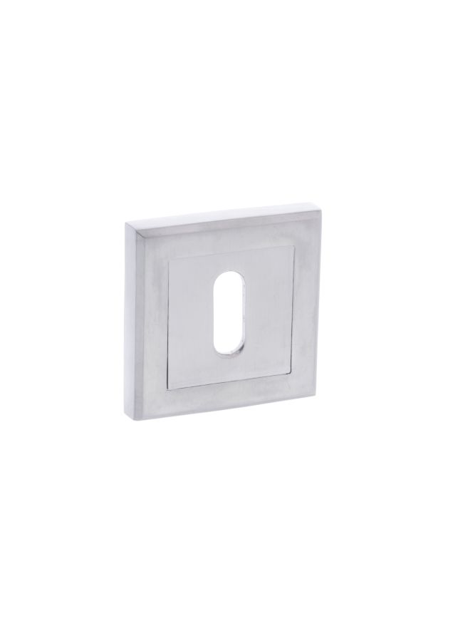 STATUS Key Escutcheons on Square Rose - Satin Chrome (Pair)