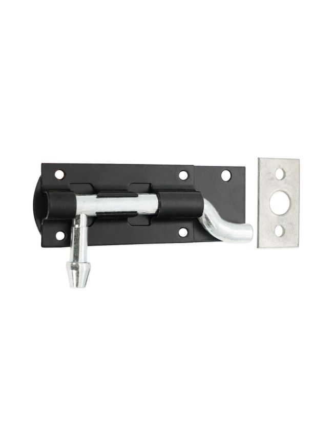 Iron Barrel Bolt - Necked 4" Black