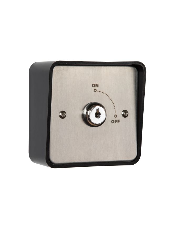 Zoo Hardware On/Off Latching Key Switch in Stainless Steel Plate c/w Shrouded Back Box