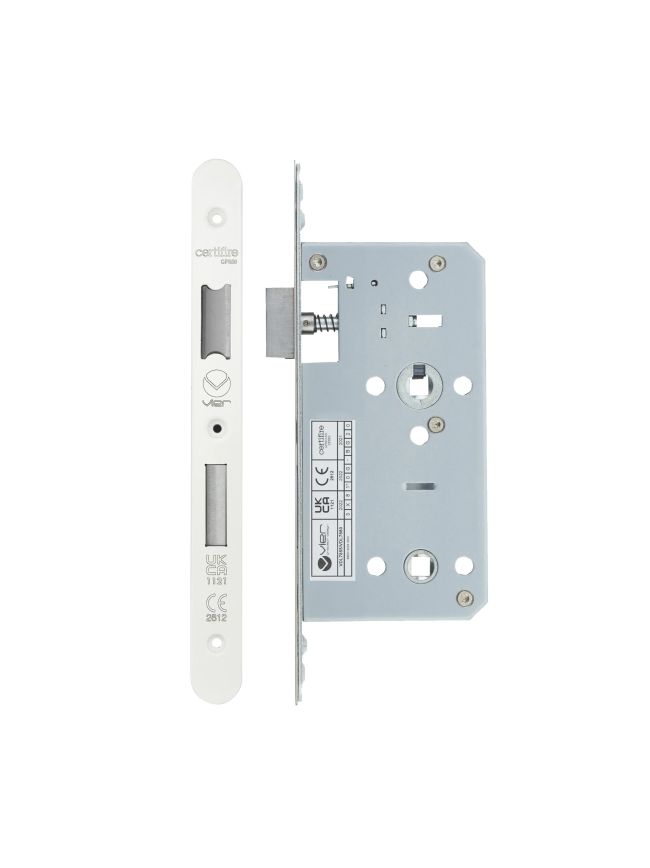 Zoo Hardware 2 Piece - DIN bathroom - 78mm c/c - backset 55mm - radius - White