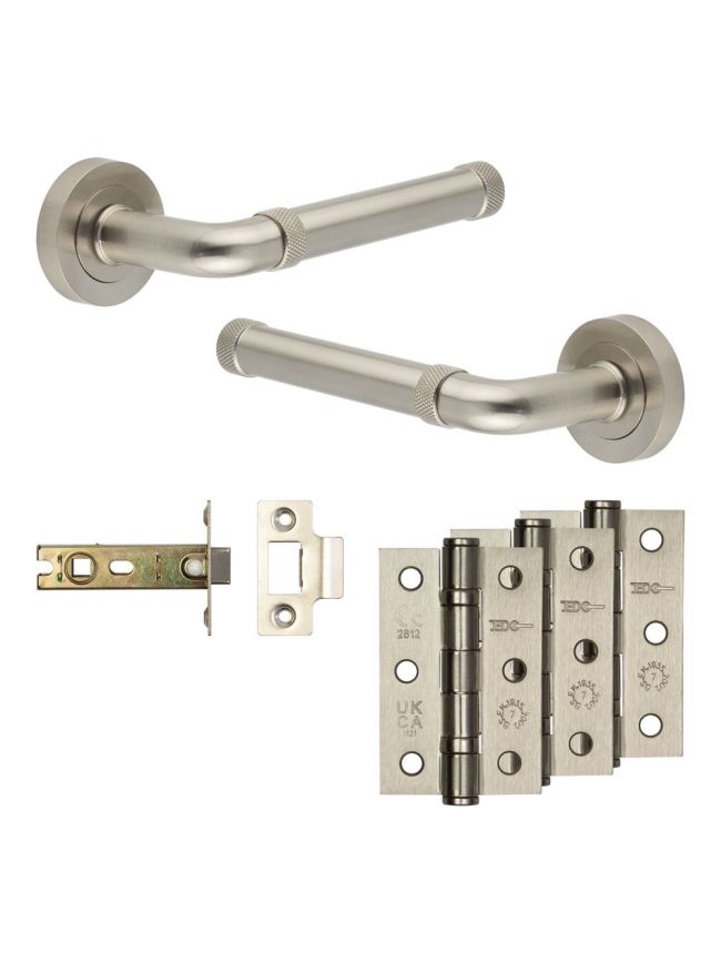 Complete Midtown Door Handle Pack - Internal Doors - Satin Nickel - 76mm / 3-inch Hinges - JE-G3B-SN