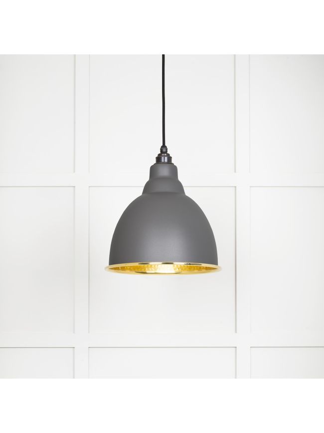 Hammered Brass Brindley Pendant in Bluff