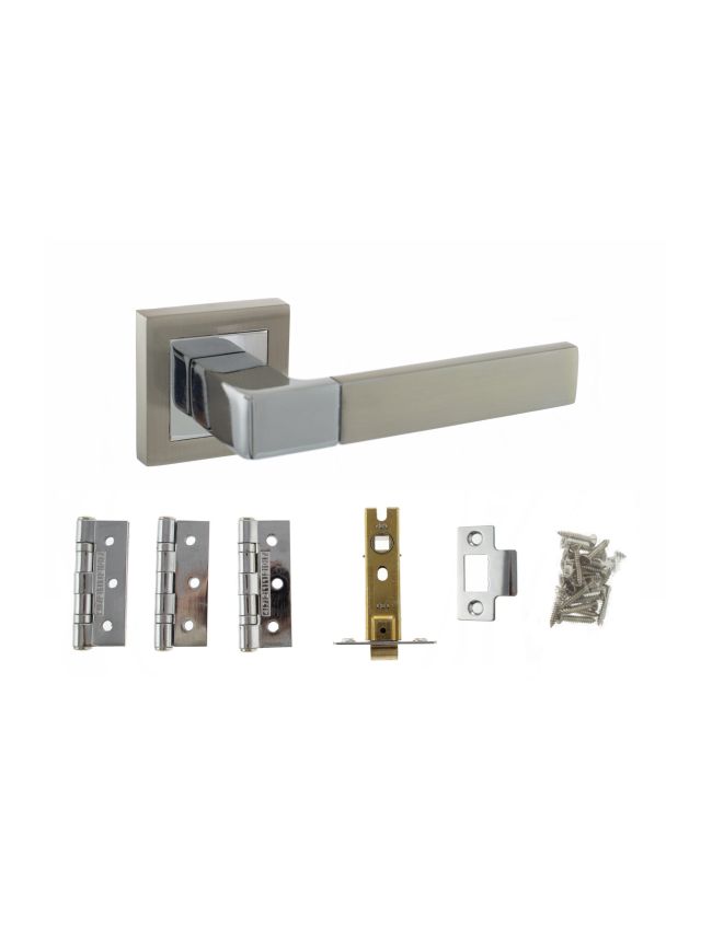 Atlantic Montana Door Pack Bundle (2.5" Latch, 3"x2" Hingesx3) - Satin Nickel/Polished Chrome