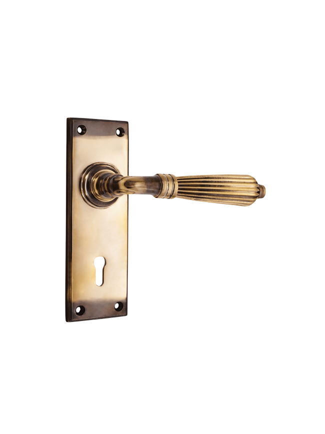 Regency Lever on Backplate Lock Aged Brass