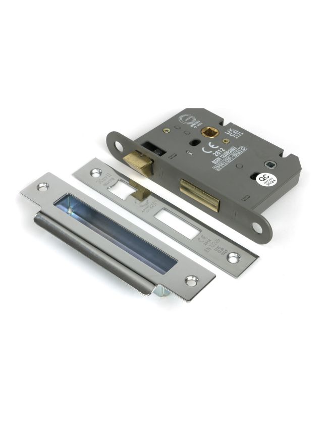 Polished Chrome 3" Heavy Duty Bathroom Mortice Lock