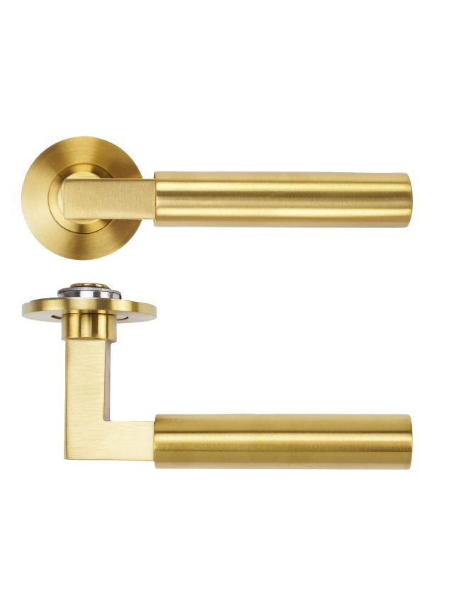 Zoo Hardware Garda Lever on 4mm Round Slim Sprung Rose - PVD Satin Brass