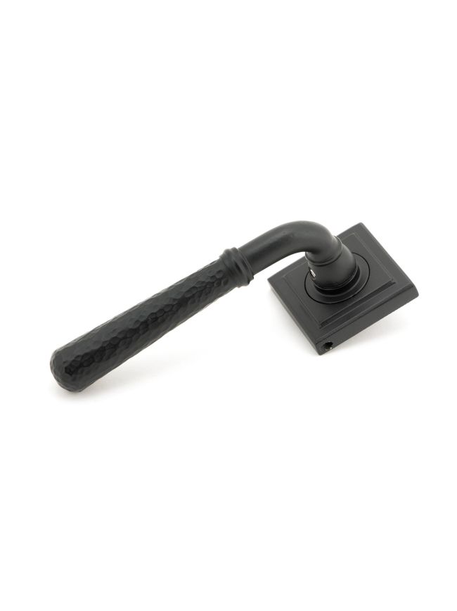 Matt Black Hammered Newbury Lever on Rose Set (Square) - Unsprung