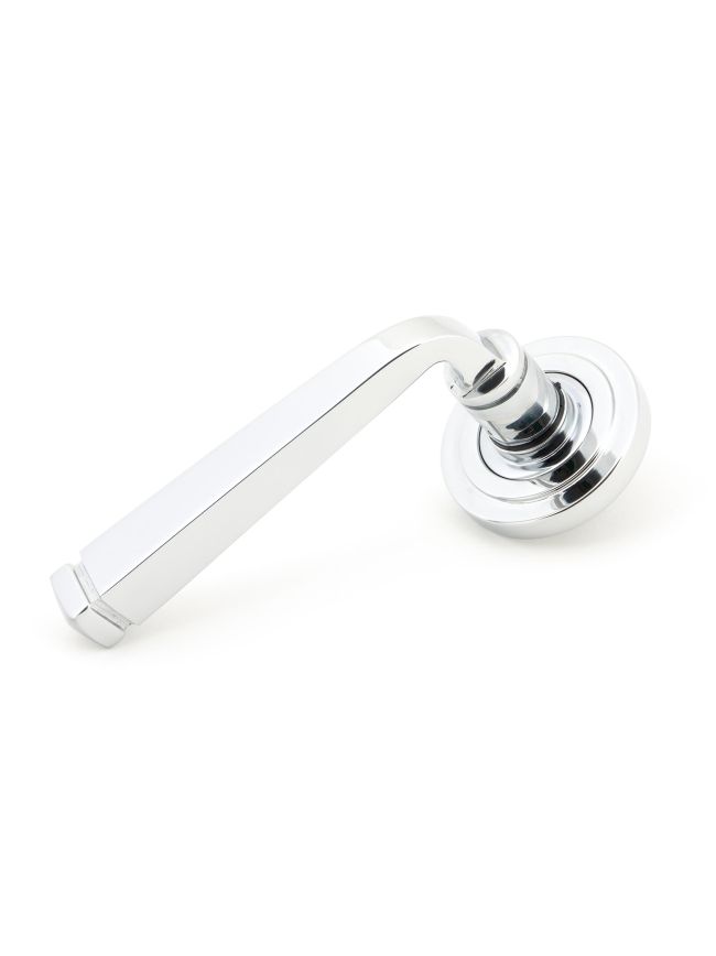 Polished Chrome Avon Round Lever on Rose Set (Art Deco)