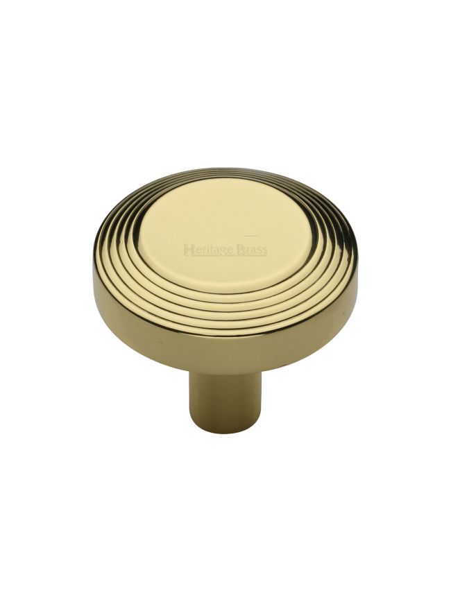 Heritage Brass Cabinet Knob Ridge Design 32mm Polished Brass finishUK Registered Design Number 6194410