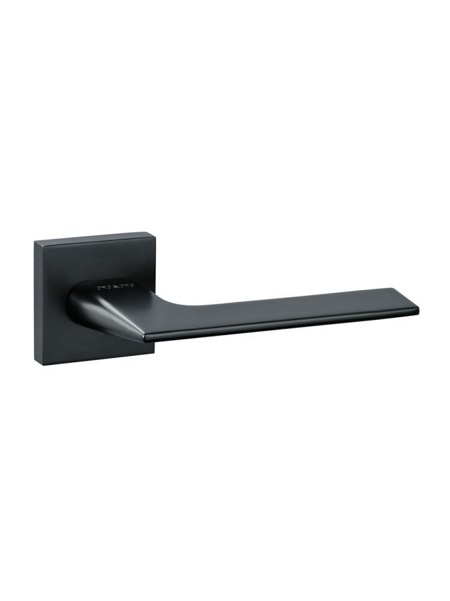 Oro & Oro Unica Lever Door Handle on Square Rose - Matt Black (Pair)