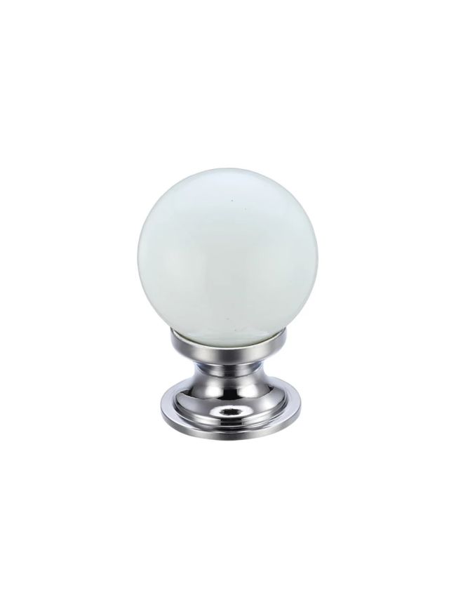 Zoo Hardware Glass Ball Cabinet Knob - Plain 25mm - White