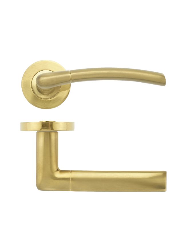 Zoo Hardware Olympus lever on round rose - Favo Satin Brass