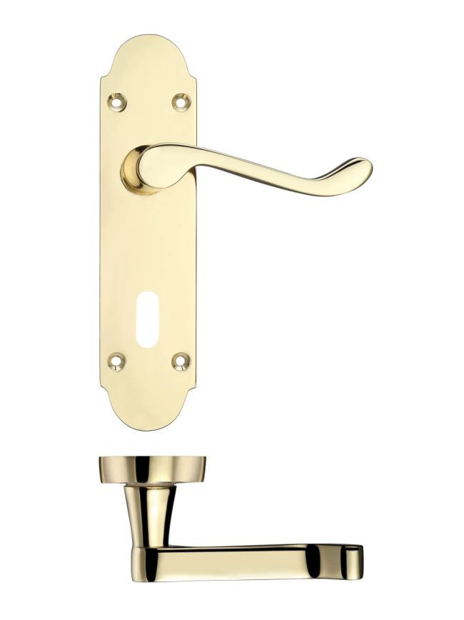 Zoo Hardware Project Oxford lever on lock backplate - 168mm x 42mm - Electro Brass