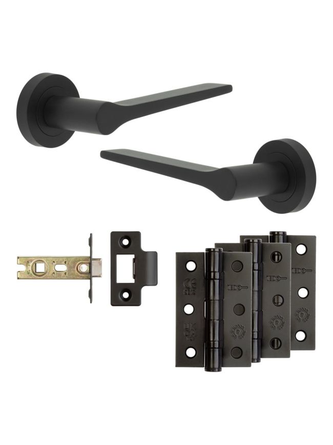 Complete Gio Door Handle Pack - Internal Doors - Black - By Frelan Hardware - JE-E2B-MB