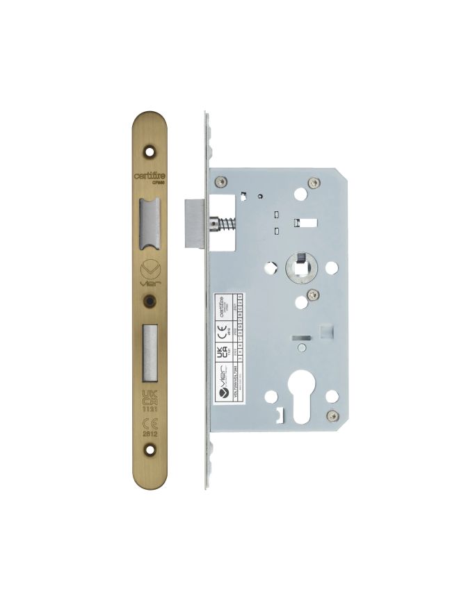 Zoo Hardware Din Euro Sashlock- Backset 60mm - 2 Pc Forend - Radius - AB - Antique Brass