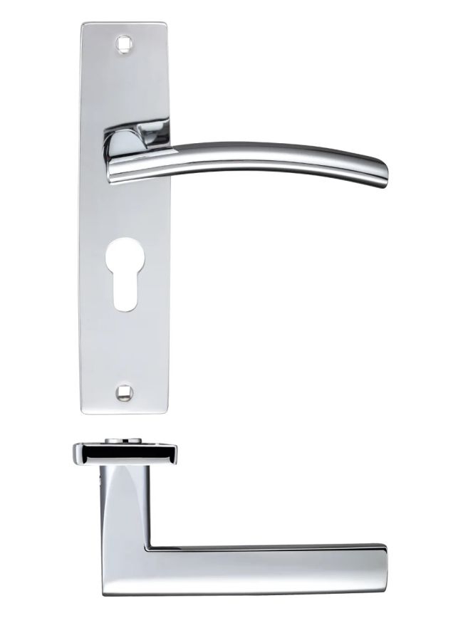 Zoo Hardware Amalfi lever on euro backplate - Polished Chrome