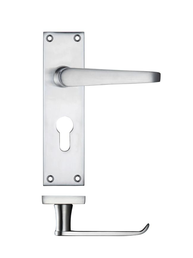 Zoo Hardware Project Victorian flat lever on euro backplate - 150 x 40mm - Satin Chrome
