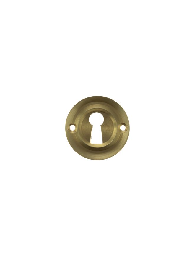 Old English Solid Brass Open Key Hole Escutcheons - Satin Brass (Pair)