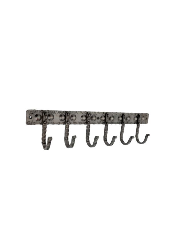 Iron Coat Hook Dotted 6 leg - Pewter