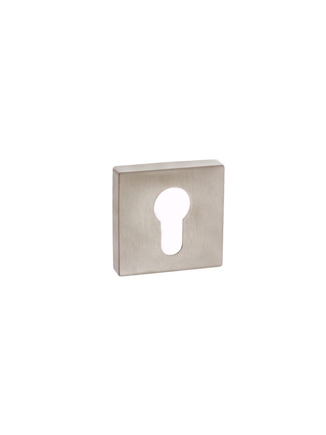 Forme Euro Escutcheons on Minimal Square Rose - Satin Nickel (Pair)
